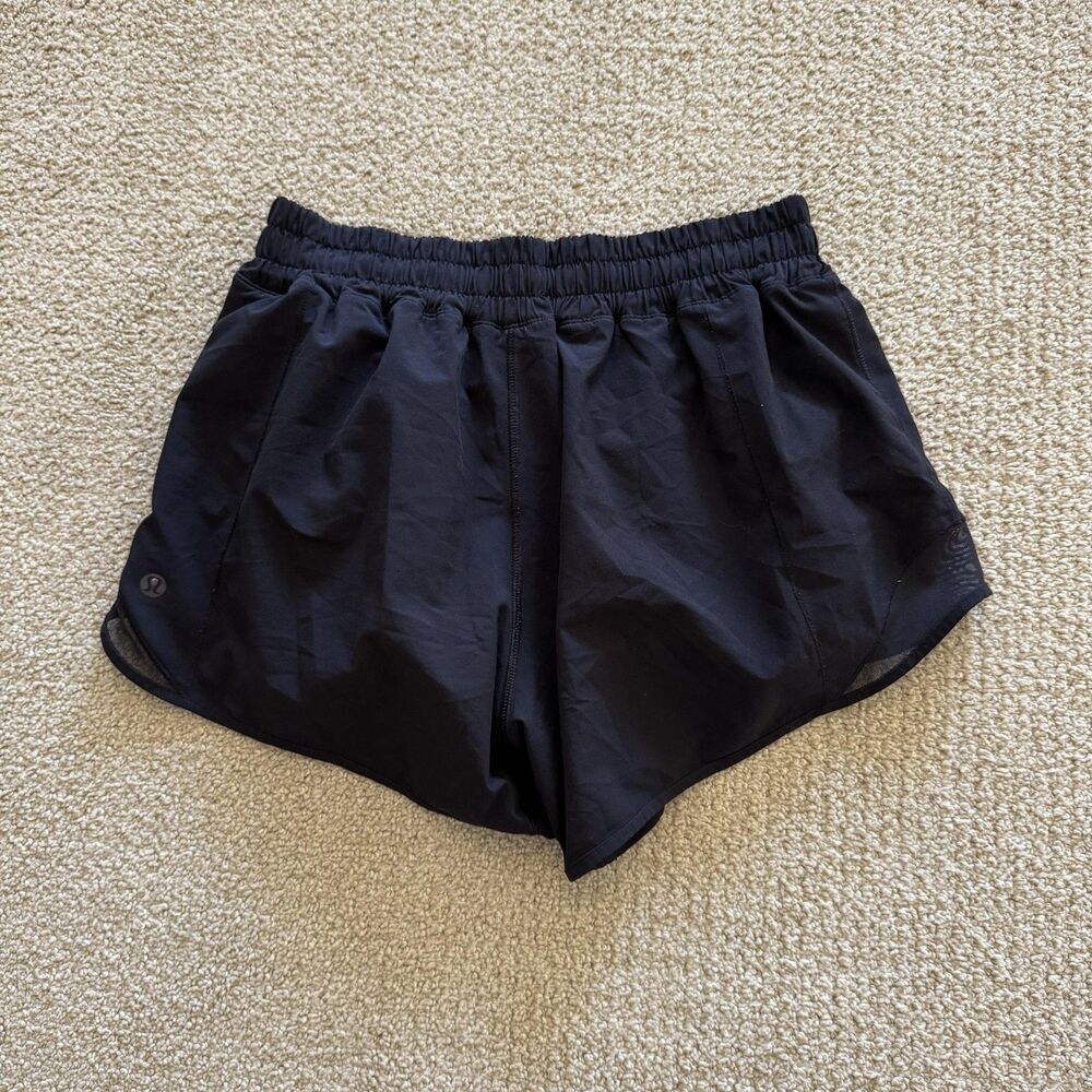 Lululemon Running Shorts Womens 6 Black 4" Inseam Lined Elastic Waist Activewear